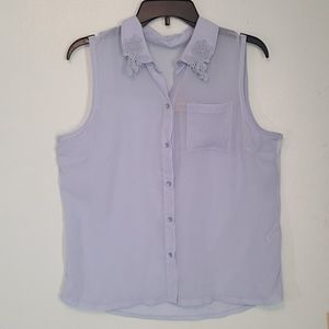 Blue Princess Vera Wang Embroidered Collar Top